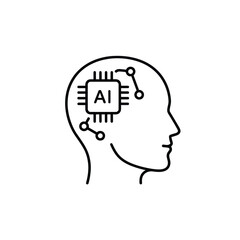 Human Head with Artificial Intelligence Microchip.