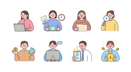 set of business and finance people vector illustration.