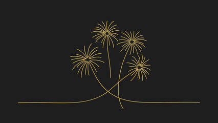 Obraz premium Minimalist Golden Fireworks on a Dark Background Celebration Graphic