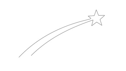 Simple line drawing of a shooting star with a trailing arc against a white background © Azizi