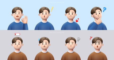 Emotional faces vector illustration collection.
