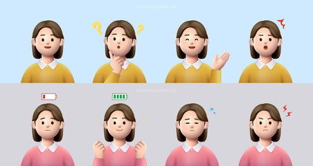 Emotional faces vector illustration collection.