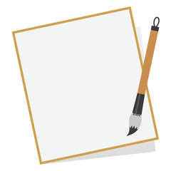 筆と色紙のシンプルなフレーム 和風のベクターイラスト素材