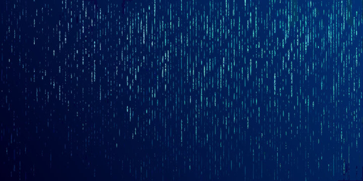 Abstract digital rain background with flowing code and deep blue tones