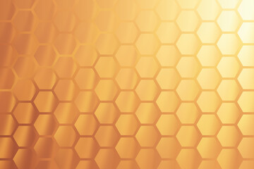 Warm golden orange hexagonal pattern with gradient. geometric honeycomb structure background texture. illustration