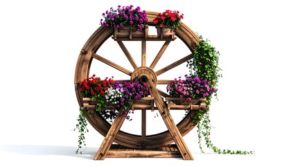 Decorative ferris wheel flower stand adding charm to garden spaces high resolution picture