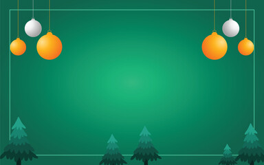 Elegant Green Christmas Background with Ornaments