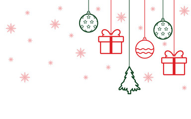Minimalist Christmas Background with Hanging Decorations