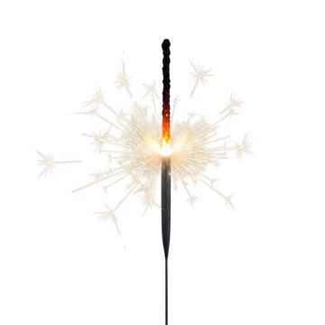 Dandelion seed head exploding with sparks and fire on a transparent background, dramatic and symbolic natural phenomenon.
