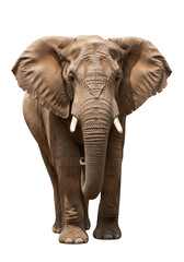 Obraz premium Majestic African Elephant Standing Alone on transparent Background with Large Ears and Tusks