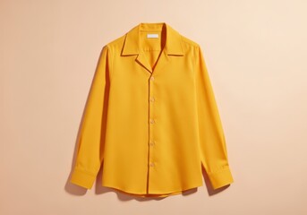 Bright yellow long sleeve buttondown shirt with open collar