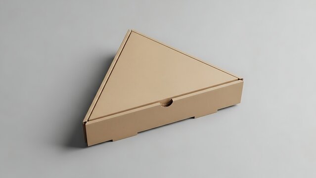 Triangular Cardboard Pizza Box on a Clean White Background.