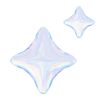 ガラスのようなクリスタルのようなキラキラオブジェクトの3Dイラスト