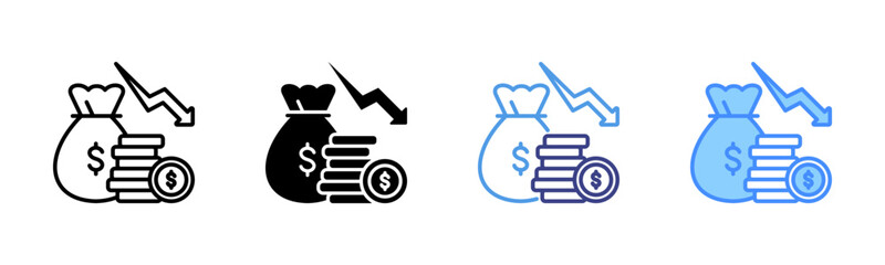 Reduction icon set multiple style collection