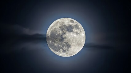 Fototapeta premium A luminous full moon illuminating the dark night sky with its ethereal glow and visible craters