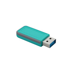Teal and Gray USB Flash Drive Isolated Object