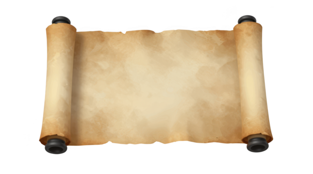 Unrolled vintage parchment scroll with blank surface - Powered by Adobe