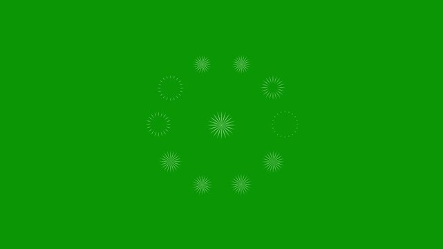 Circle brust explosion line animation with shiny glowing ellipse blast, fast geometric circle bursting motion graphics on green background, modern firework effects in smooth 4K resolution.