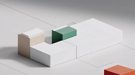 Minimalist architectural blocks arranged in a modern composition showcasing geometric shapes and clean design for creative projects like branding presentations or abstract backgrounds
