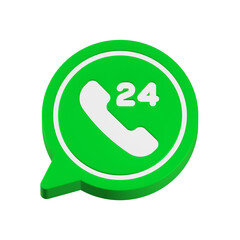 24h contact service 3d rendering icon green
