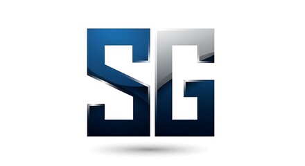 Obraz premium Stylized, block capital letters S and G rendered with metallic blue and silver gradient effects