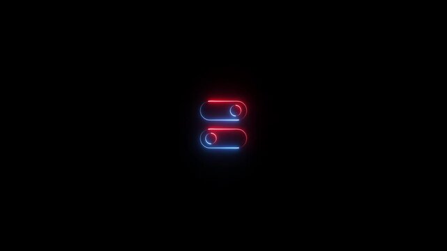 Glowing neon control switch icon &ndash; on off toggle symbol. control button interface 4k video motion graphic animation.