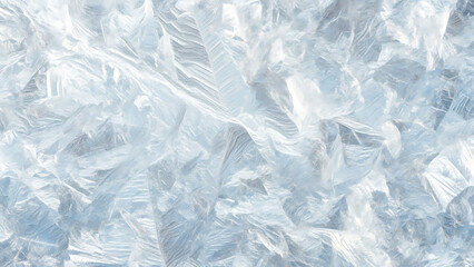 Obraz premium Frozen ice crystals on windowpane with intricate patterns including frost winter cold