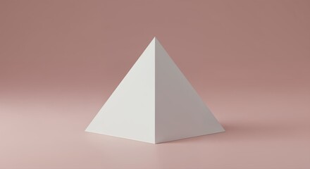 Geometric Prism: A pristine, minimalist pyramid stands in stark contrast, embodying simplicity and elegant design against a soft, muted backdrop.