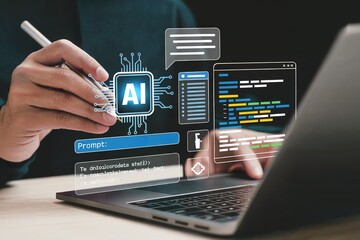 Prompt Engineering and AI Development on Laptop image