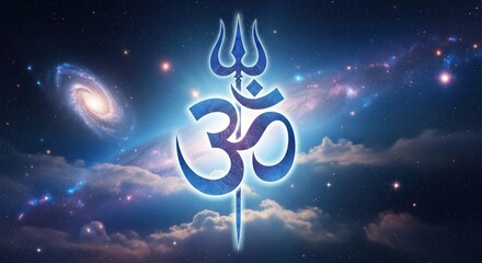 Celestial Symbol Displayed Against Galaxy