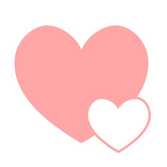 大小のハートが重なったシンプルな手描きイラストアイコン 赤