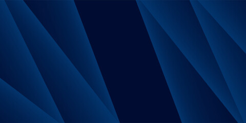 Abstract dark blue gradient horizontal banner background with overlay geometric triangle shapes and glowing line. Modern paper cut texture design with space for text. Suit for poster, cover, header
