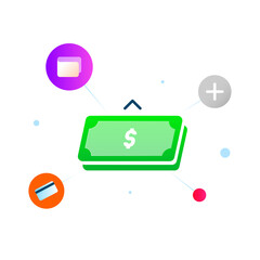 illustration of a payment method selection concept. multiple payment options, digital transactions, online payment systems, and adding a new payment method in financial or e commerce applications