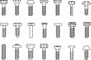 Collection of Various Types of Screws and Bolts