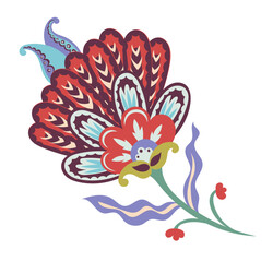 Whimsical Folk Flower With Eyes