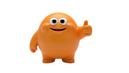 Orange Blob Character Giving Thumbs Up Gesture isolated PNG with Transparent Background