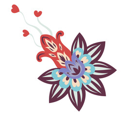 Folk Heart Petal Bloom Element