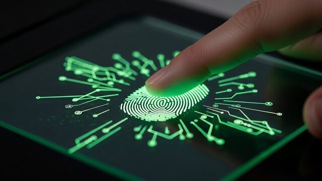 Fingerprint Scanning on Digital Screen. - Powered by Adobe