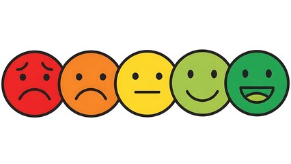 Emoticon Spectrum: A visual depiction of emotions, charting a range of feelings from sadness to joy, using expressive emoji faces.