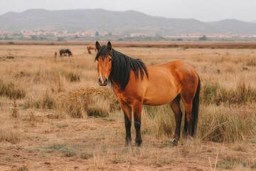 Wild Horse in the Arid Field