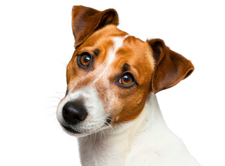 Jack Russell Terrier Portrait with Brown and White Coat on Black Background