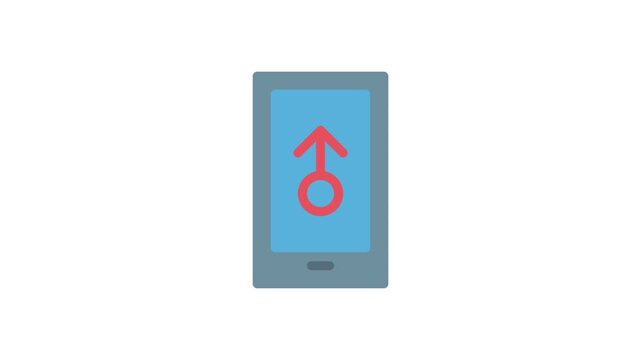  A mobile phone featuring an arrow directed to the left, suggesting movement or selection.