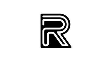 Stylized Black and White Letter R Logo.