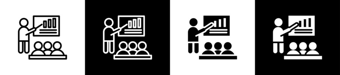 Professional Training Program line n glyph icon style in white and background