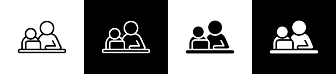 Business Mentor Guidance line n glyph icon style in white and background