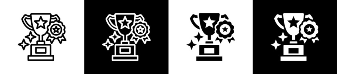 Business Achievement Award line n glyph icon style in white and background