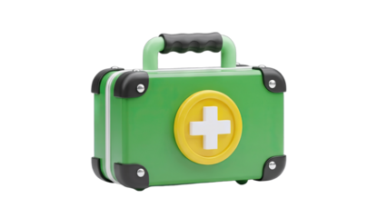 Green First Aid Kit Isolated on White Background