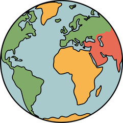 Detailed World Globe with Clearly Defined Continents and Oceans