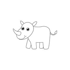 Rhinoceros dotted outline illustration tracing style