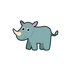 Cute rhinoceros cartoon illustration colorful flat style